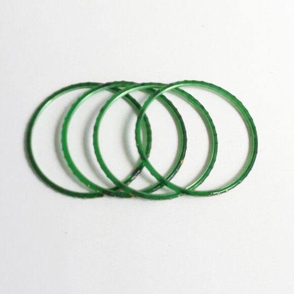 Green & Gold Glitter Children's Indian Glass Bangles Bollywood Set of 4 - Picture 3 of 6